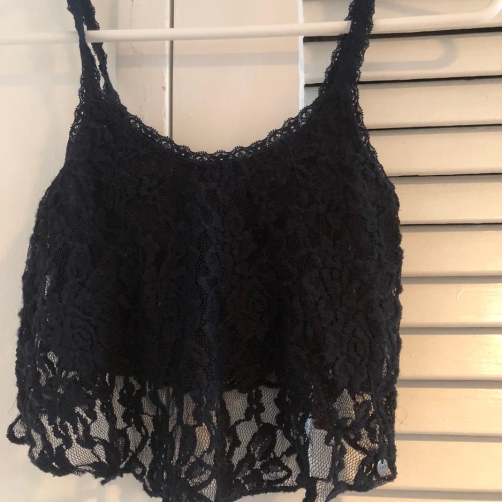 Abercrombie deep blue lace crop top